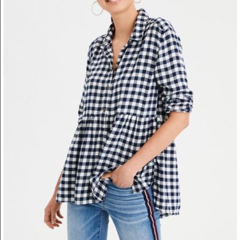 AE Plaid babydoll top